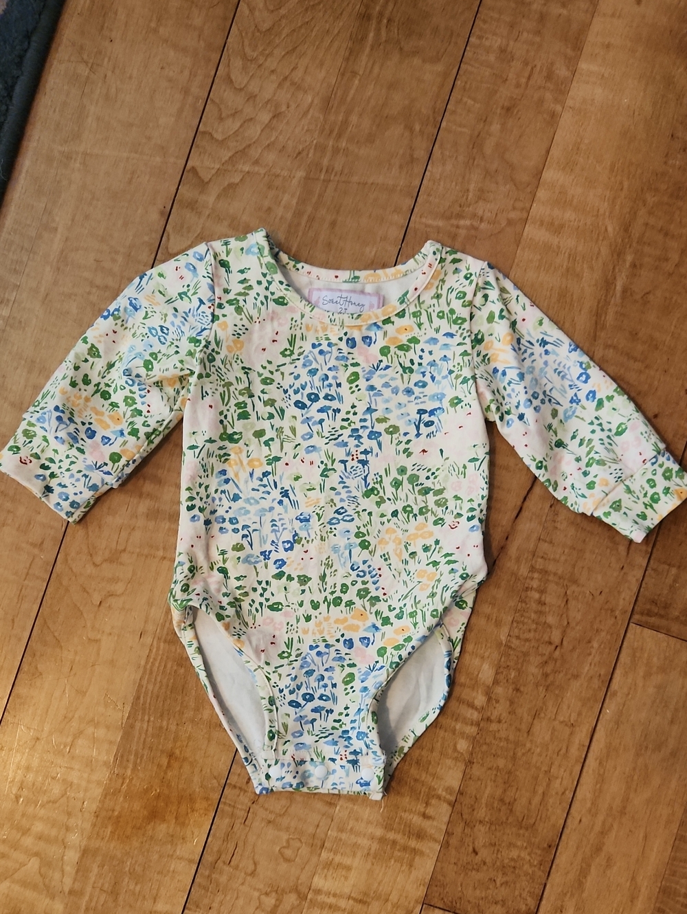 SweetHoney Floral Print Long-Sleeve Baby Leotard